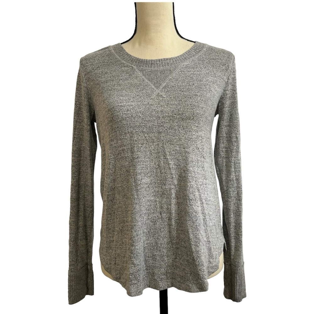 Abercrombie & Fitch Gray Marbled Long Sleeve Crew Neck Shirt Top
